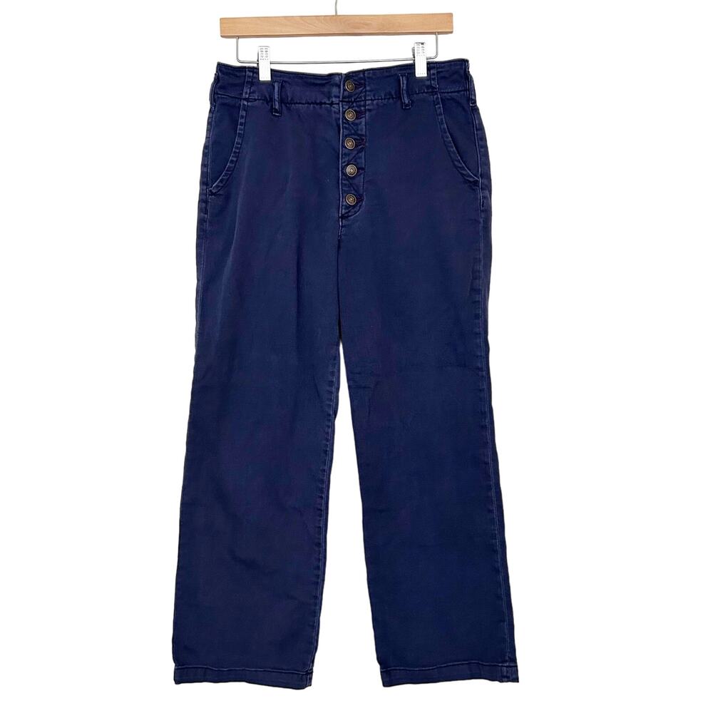 Anthropologie Pilcro Blue Wide Leg Button Fly Pants Sz 27